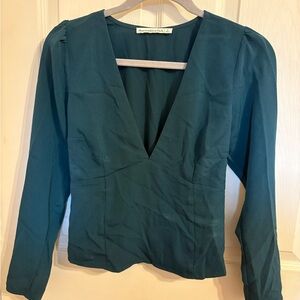 Abercrombie & Fitch Teal Green V-Neck Blouse